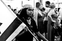 The girl with a flag of Israel on street parade, Israel von yulia-dubovikova