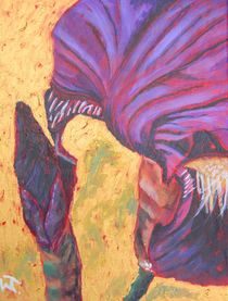Purple Iris Impression on Gold by Warren Thompson