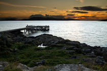 Portencross sunset looking over to the Isle of Arran, Scotland by Paul messenger