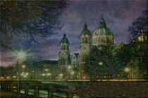 München  St. Lukas bei Nacht by Marie Luise Strohmenger