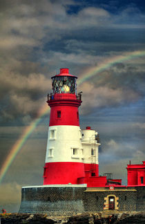 Rainbow Shines Through Lighthouse by sandra cockayne