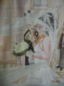 Runaway Bride in watercolor von cindy-cindyloo