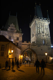 On the Charles Bridge at Night by serenityphotography