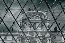 Louvre museum, view through the pyramid at the entrance to the museum by tkdesign