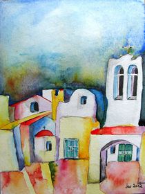 Watercolor ... meets Greek architecture by Jacqueline Schreiber