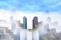 DOWNTOWN CITY VIEW VEILED IN CLOUDS von photofiction