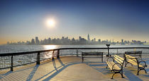 Sunrise Midtown Manhattan at the piers in Union City, New York by Zoltan Duray