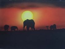 Elefanten im Sonnenuntergang von Sun Dream