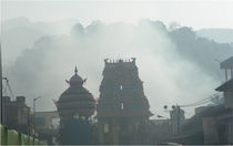 Temple in mist by Nandan Nagwekar