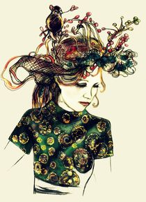 China Green Birds Nest Hat Girl by Sam Parr