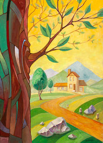 Tree and the Building in the countryside von Oleksiy Tsuper