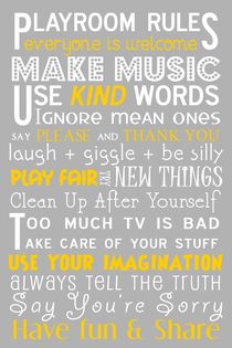 Playroom Rules Subway Art Poster by friedmangallery
