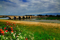 Medieval bridge over the Loire River at Beaugency, France von Louise Heusinkveld