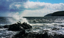 Landscape, North Sea waves Scotland  by Linda More