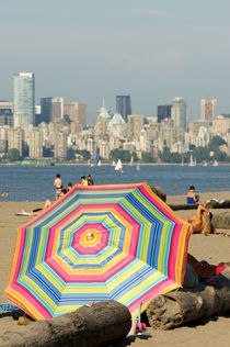 Colourful Beach Umbrella by John Mitchell