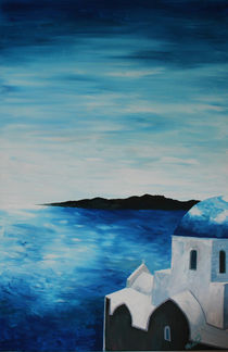 Santorini, Griechenland - Blick auf einen blauen Dom by M.  Bleichner