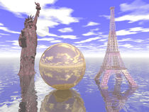 Freiheitsstatue mit Eiffelturm von Frank Siegling